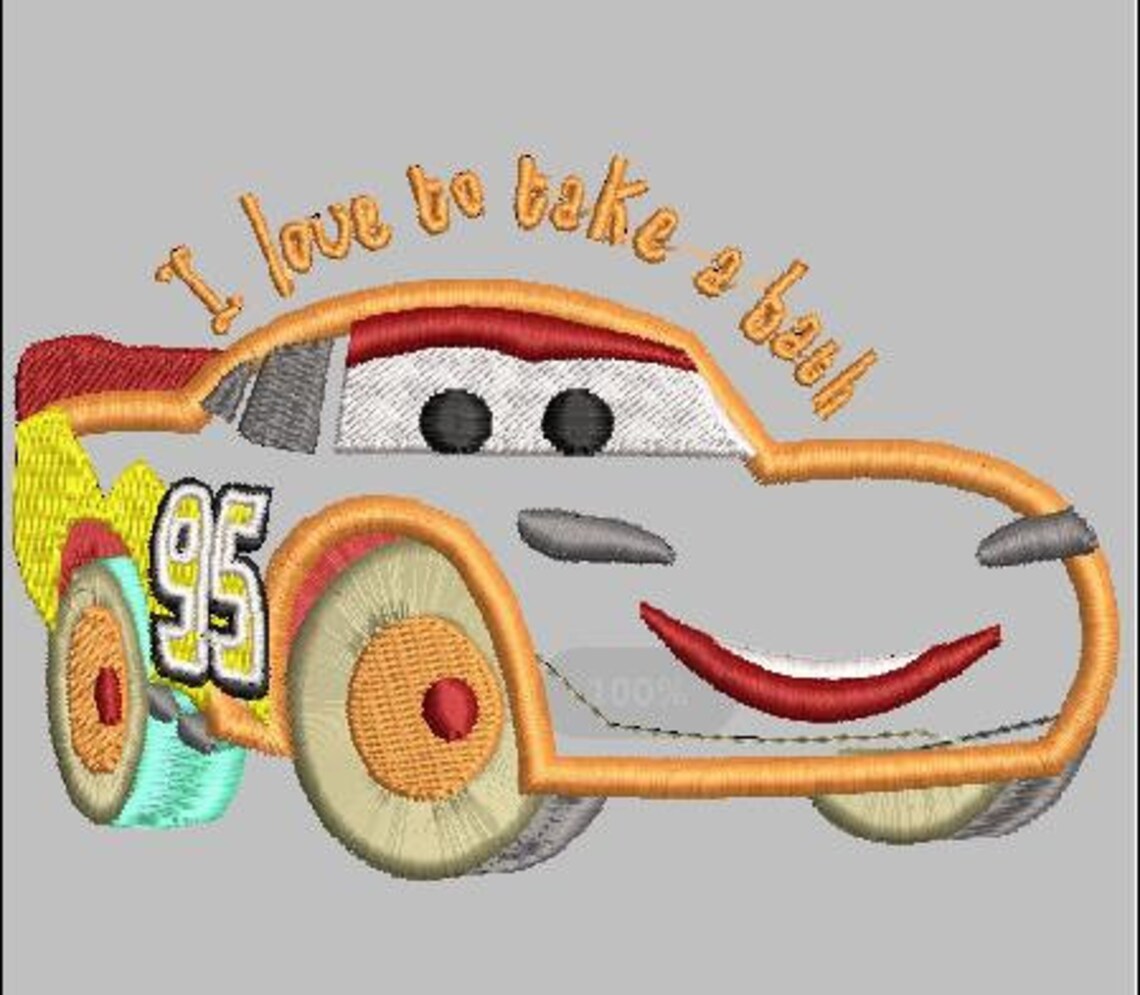 Lightning Mcqueen Machine Embroidery Design Mcqueen Car Etsy