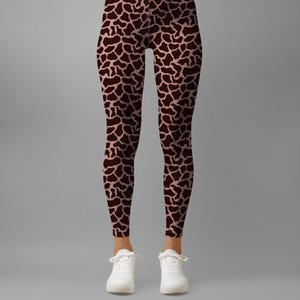 Mocha Animal Print Yoga Pants for Women, Comfortable Leggings for Workout or Casual Wear, Stylish Gift for Her
