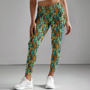 Bold Animal Print Stretchy Leggings - Comfortable Active Wear, Workout Leggings, Unique Exercise Trendy Yoga Pants, Fashionable Girl Gift