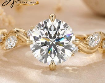IGI Certified Lab Grown Diamond Engagement Ring: Marquise & Round Pave Band
