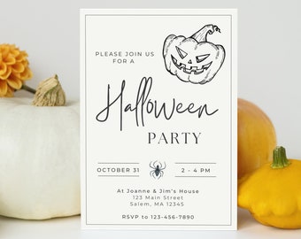 Editable Halloween Party Invitation, Halloween Invitation, Printable, Halloween Party Template, Halloween