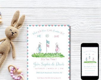 Golf Gender Reveal Invitation: Tee Time Par-Tee (Digital Download)