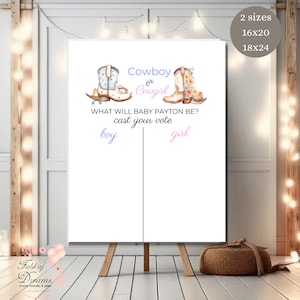 Western Gender Reveal Voting Sign: Cowboy Cowgirl Theme (Digital Download)