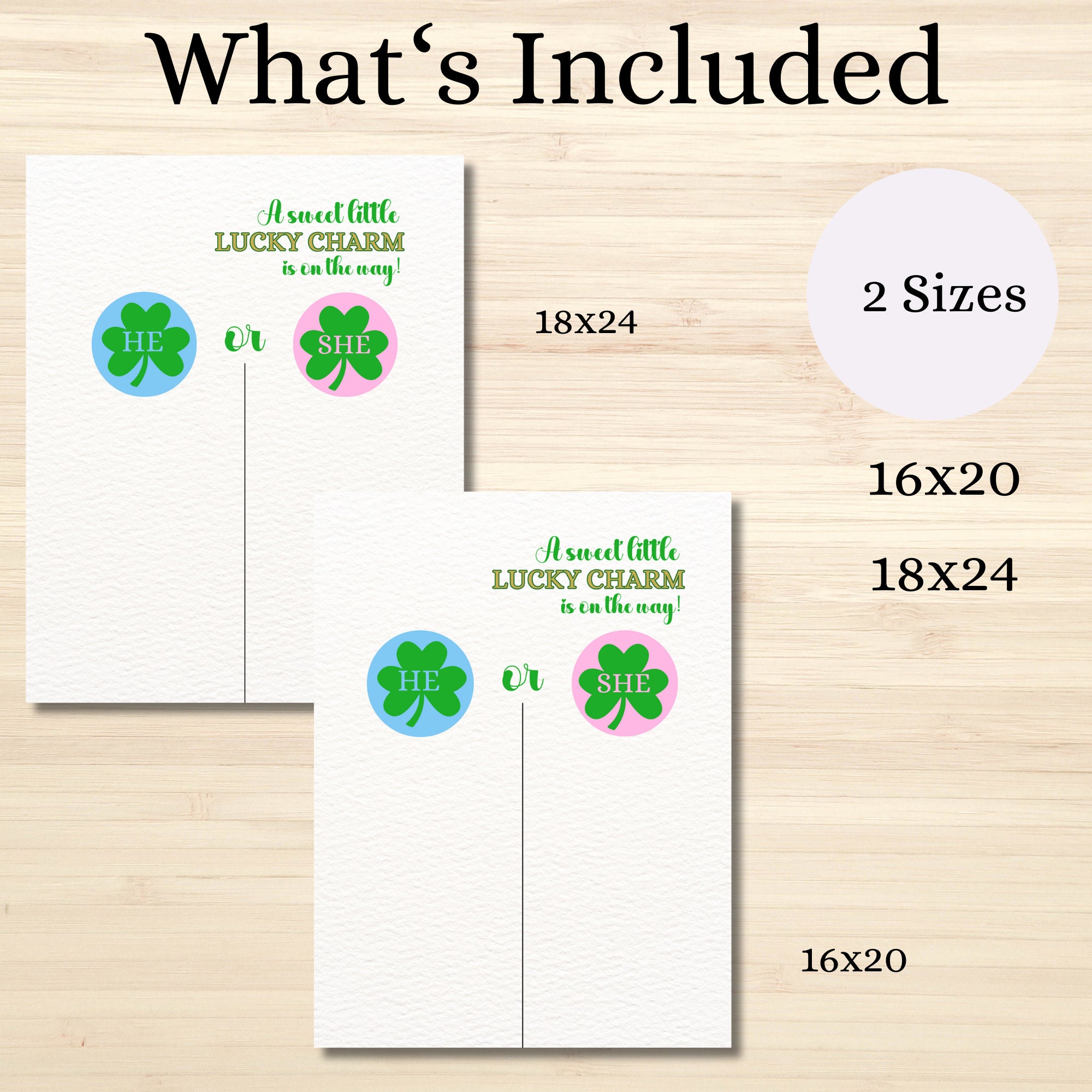 Lucky Charm Gender Reveal Voting Sign, He or She Voting Sign, Digital