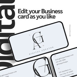 Cartão de visita | Cartão Digital | Personalizável para empresas | Modelo de cartão de visita digital em canvas | Imprima seu design
