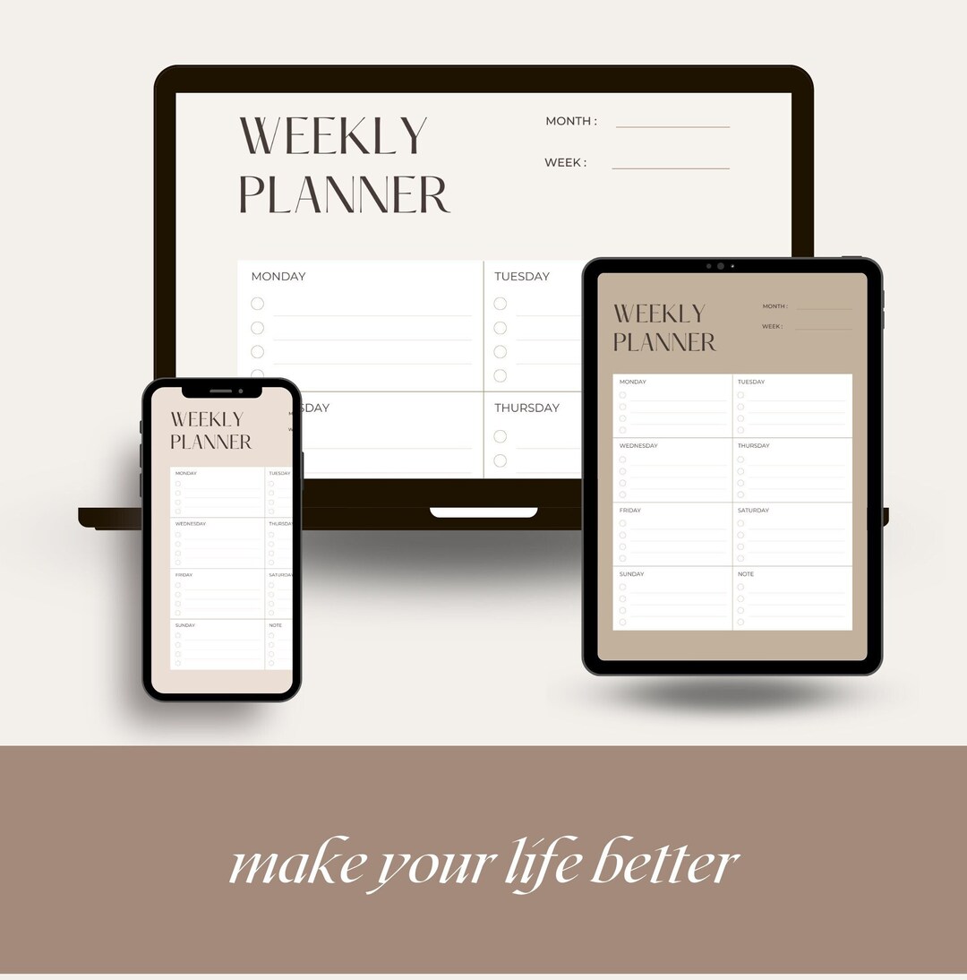 Multiple Neutral Weekly Digital Planner | Weekly Organizer | Printable ...