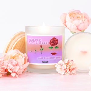 Democracy Grows Candle Frosted (Pink Wick) Glass