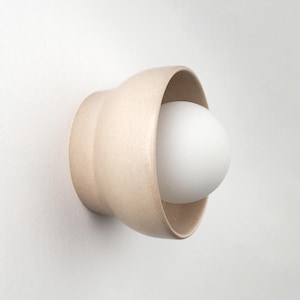 Modern Minimalist Ceramic Wall Lamp, Cream Flush Mount Wall Sconce, Round Lamp Holder, Surface Mount Lighting Fixture, Housewarming Gifts