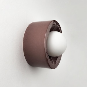 Modern Minimalist Ceramic Wall Lamp, Pink Flush Mount Wall Sconce, Round Lamp Holder, Surface Mount Lighting Fixture, Housewarming Gifts