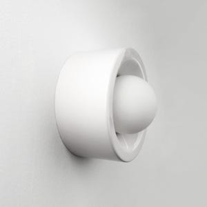 Modern Minimalist Ceramic Wall Lamp, White Flush Mount Wall Sconce, Round Lamp Holder, Surface Mount Lighting Fixture, Housewarming Gifts