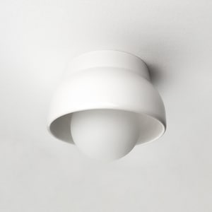 Minimalist Ceramic Ceiling Lamp, White Flush Mount Ceiling Sconce, Surface Mount Lighting Fixture, Modern Lamp Holder, Housewarming Gifts