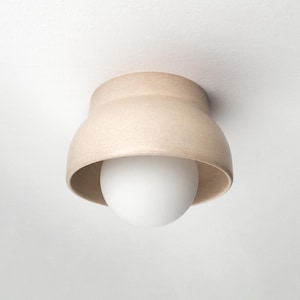 Minimalist Ceramic Ceiling Lamp, Cream Flush Mount Ceiling Sconce, Surface Mount Lighting Fixture, Modern Lamp Holder, Housewarming Gifts