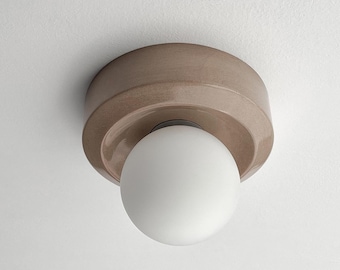 Handgefertigte Keramik Deckenlampe, Minimalistische Wandlampe, Braun