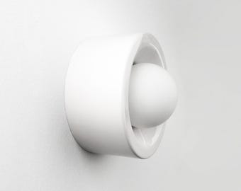 Nowoczesna minimalistyczna ceramiczna lampa ścienna, biały kinkiet ścienny montowany na ścianie, okrągły uchwyt lampy, oprawa oświetleniowa montowana na powierzchni, prezenty na parapetówkę