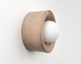 Lámpara de pared de cerámica minimalista moderna, aplique de pared marrón empotrado, portalámparas redondo, luminaria de montaje en superficie, regalo de inauguración de la casa.