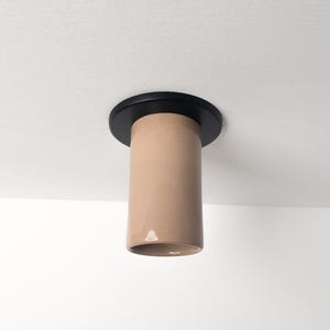Minimalist Round Ceramic Ceiling Lamp, Brown Flush Mount Ceiling Sconce, Surface Mount Lighting Fixture, Modern Lighting, Housewarming Gifts