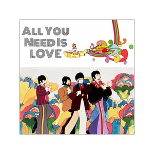 O adesivo de vinil Jumbo The Beatles All You Need Is Love é um toque de rock para qualquer ambiente e está disponível em 2 tamanhos diferentes