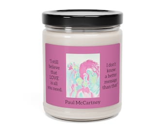 Psychedelic Paul McCartney Soy Candle: Beatles Retro Art, 50-60 Hour Burn