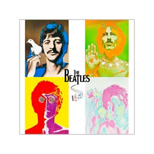 O adesivo de vinil gigante dos Beatles psicodélicos aparece com arte retrô - 2 tamanhos
