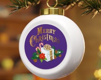 The Merry Christmas Gifts 4 All Ceramic Ornament Is A Colorful Package Of Love Certain To Be A Favorite In Your Annual Holiday Decorations