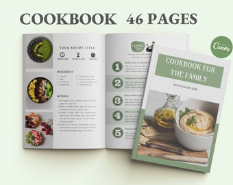 Cookbook Template | Recipe Book Template | Editable Canva eBook | Recipe Card | Meal Planner | Recipe Page Workbook | Commercial Use