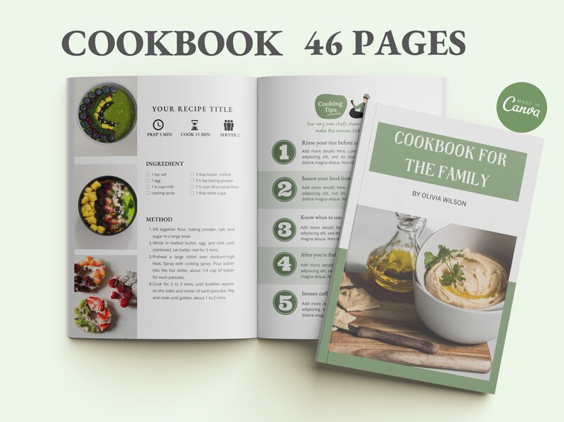 Cookbook Template Recipe Book Template Editable Canva Ebook Recipe Card