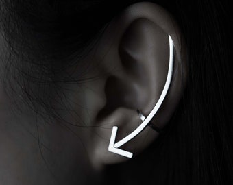 Arrow Minimalist Silver Earcuff | No Piercing Cuff | Sterling Silver Jewellery | Climber Statement Earcuff | Unisex Earring