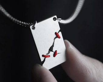 Tri pendentif ligne rouge JuCi | Bague géométrique Morden | Bague simple pour tous les jours | Bague géométrique tendance | Bague unisexe | Bijoux Wabisabi