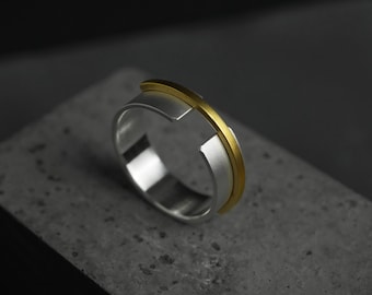 Bague Musubi 7 mm | Bague géométrique moderne | Bague simple pour tous les jours | Alliance | Bague géométrique tendance | Bague unisexe | Bijoux Wabisabi