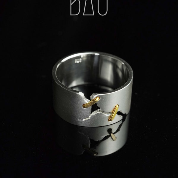 JuCi Ring Thick |Morden Geometric Ring |Simple Everyday Ring |Band Ring |Geometric Statement Ring |Unisex Ring |Wabisabi Jewellery
