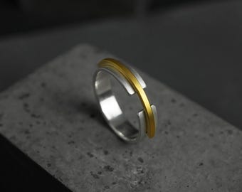 Bague Musubi 5 mm | Bague géométrique moderne | Bague simple pour tous les jours | Alliance | Bague géométrique tendance | Bague unisexe | Bijoux Wabisabi
