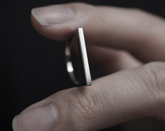 Minimalist Bar Silver Ring | Morden Geometric Ring | Simple Everyday Ring |Thick Square Line Ring |Geometric Statement Ring |Unisex Ring