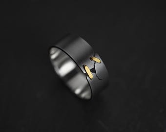 JuCi Ring Duo Dark | Wedding Band | Simple Everyday Ring |Band Ring | Statement Ring |Unisex Ring | Wabisabi Jewellery | Man & Woman
