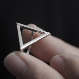 Triangle Minimalist Silver Ring |Morden Geometric Ring |Simple Everyday Ring |Thick Square Line Ring |Geometric Statement Ring |Unisex Ring