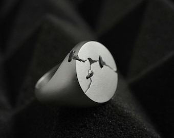 Chevalière JuCi, clou noir rond | Bague géométrique moderne | Bague simple pour tous les jours | Bague géométrique tendance | Bague unisexe | Bijoux Wabisabi