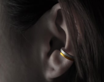 Bijou d'oreille Musubi | Pas de piratage | Plaqué or | Bicolore simple | Bijoux artisanaux minimalistes | cadeau pour elle | Boucle d'oreille géométrique