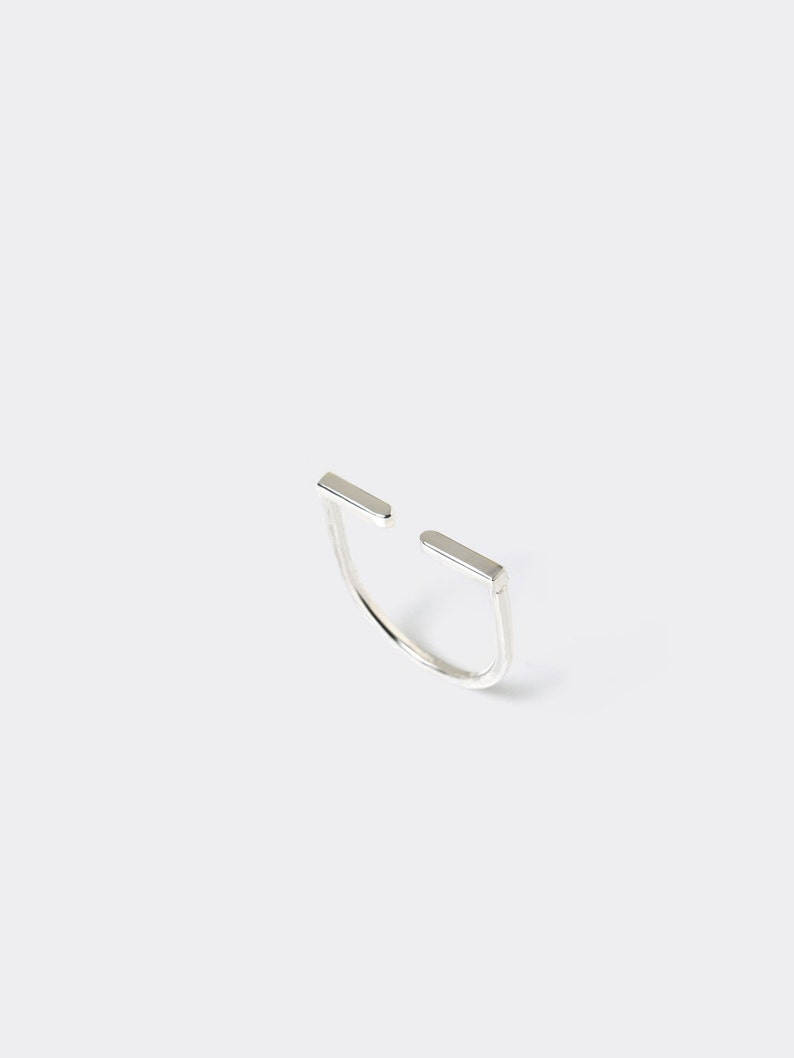 Open Bar Ring Sterling Silver Ring Morden Geometric Ring Simple Everyday Ring Geometric Statement Ring Unisex Ring image 3