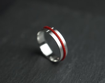 Bague ligne rouge 5 mm | Bague géométrique moderne | Bague simple de tous les jours | Bague anneau | Bague géométrique tendance | Bague unisexe | Bijoux Wabisabi