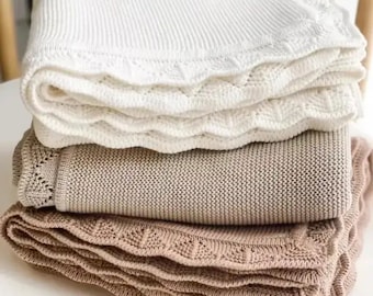Personalized Knit Baby Blanket | 100% Cotton Swaddle