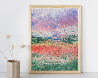 Original Floral Landscape Abstract Painting, Pastel Art, Wall Art, Bright