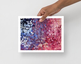 Red and Blue Abstract Print, Wall Decor, Colorful