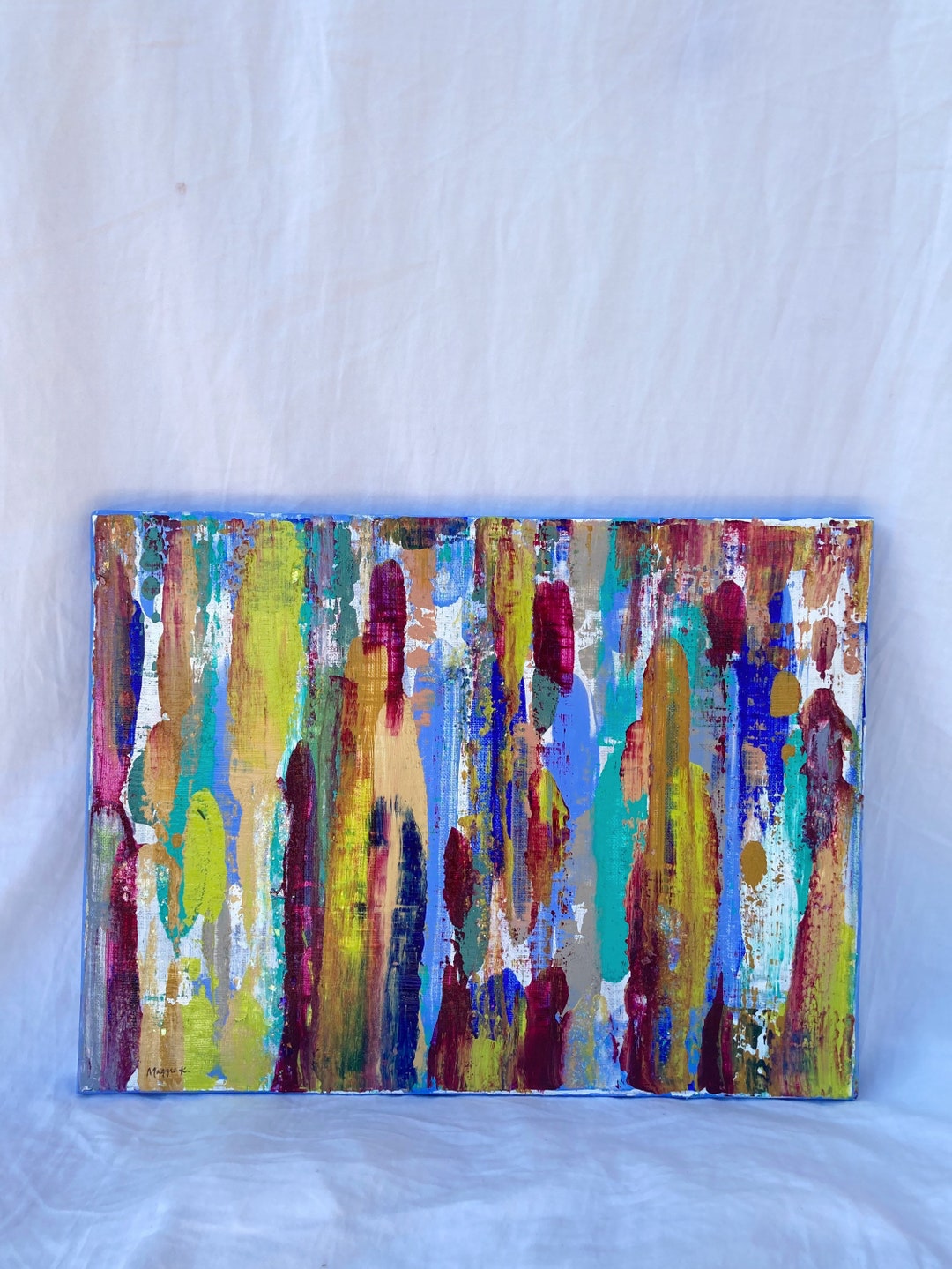 Original Sparkly Abstract Painting, Colorful Art, Bright and Bold, Wall