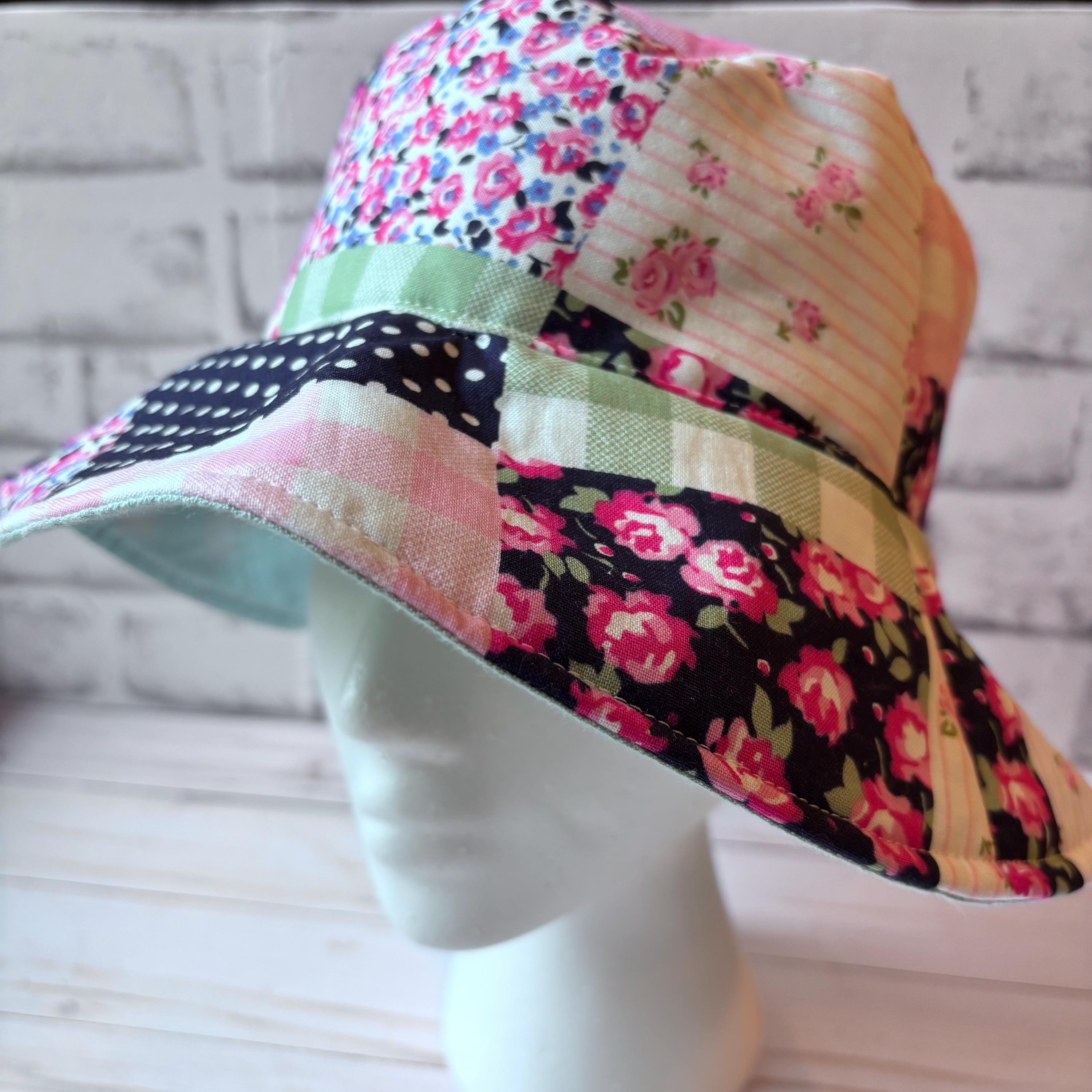 Upcycled Patchwork Bucket Hat – Handmade from Vintage Suede & Floral Textiles Bucket hats made from scrap fabric main image 4