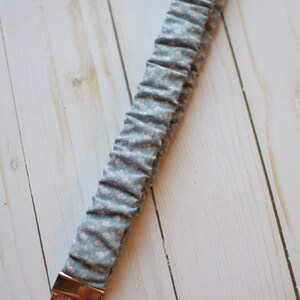 Blue Floral Scrunchie Lanyard: Stretchy ID Badge Keychain Holder