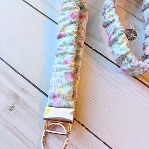 Mint Floral Scrunchie Lanyard: Teacher ID Badge & Key Neck Strap