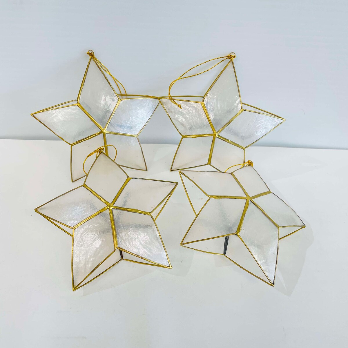 4 Pc Philippine Made Star Capiz Ornaments Clear 5" X 2" - Filipino - Etsy