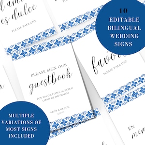 Wedding Sign Bundle, Bilingual Wedding Signs, Talavera Wedding Signs, Spanish Wedding, Mexican Wedding Signs Template
