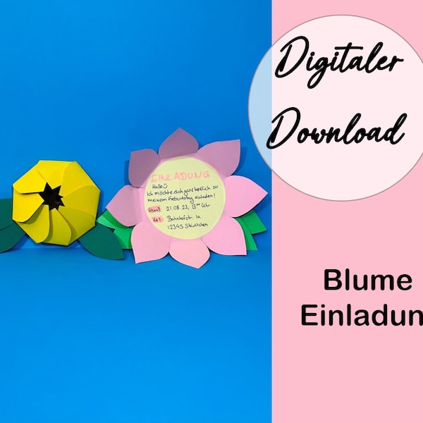 Kindergeburtstag Einladung Blume zum selber basteln (DIY)