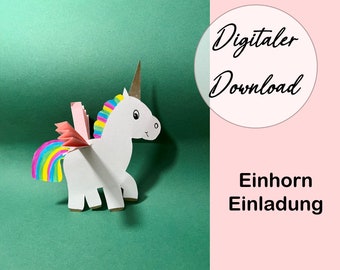 Invitación de cumpleaños infantil unicornio o caballo para hacer tú mismo (DIY)