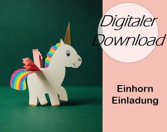 Kindergeburtstag Einladung Einhorn oder Pferd zum selber basteln (DIY)